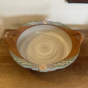 Dana Pottery Bowl Handles Glazed Handcrafted Terracotta Southwest Signed